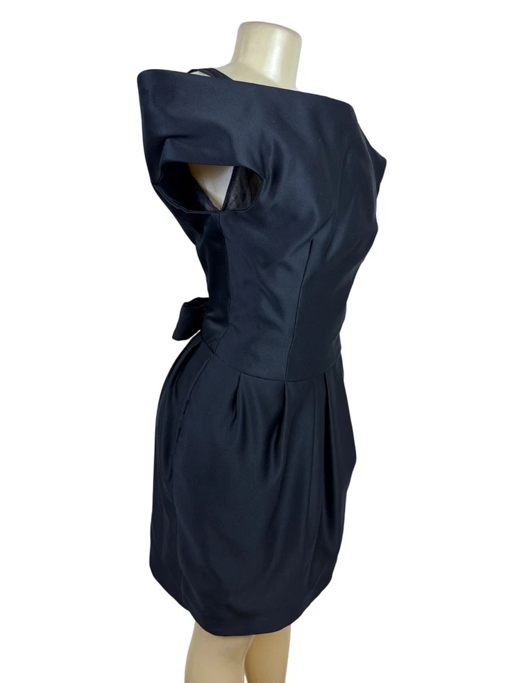 Vestido de cóctel vintage Victor Costa negro con lazo en la espalda y falda plisada talla 6 Foto 2 de 4