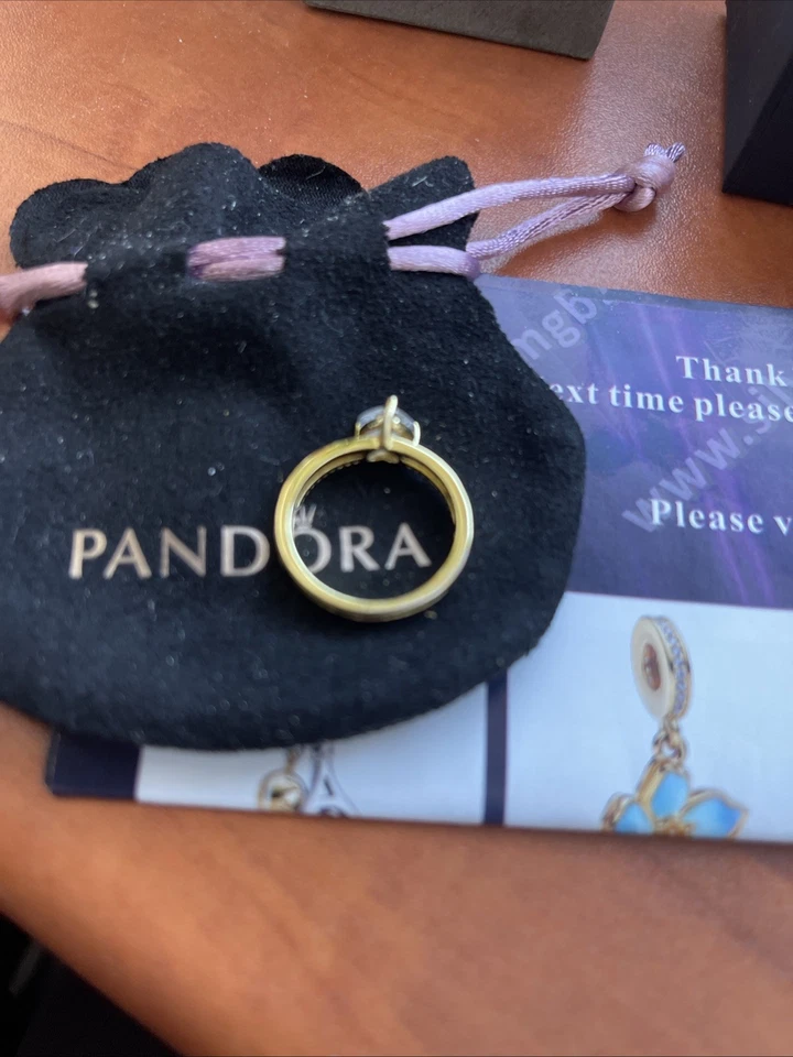 Pandora Herzring Gr 58 Goldfarbig 2mal Getragen Wie Neu - Bild 3 von 4