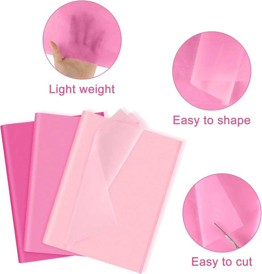 60 Sheets Assorted Pink Tissue Paper Set Bundle 100 Sheets Red Tissue Paper for - Image 4 of 4