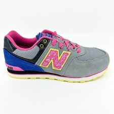 New Balance 574 Classics Grey Pink Blue Kids Running Sneakers KL57406G