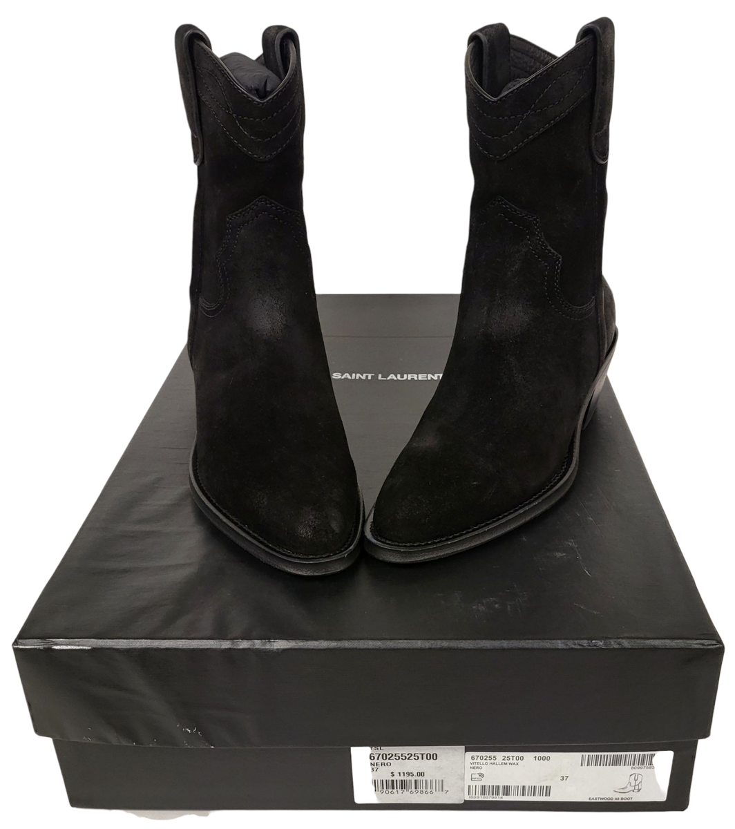 Saint Laurent Men’s Eastwood 45 San Western Boots Vitello Hallem Wax Nero Mens Saint Laurent | Shoes | Saint Laurent Mens Eastwood 45 San  main image 2