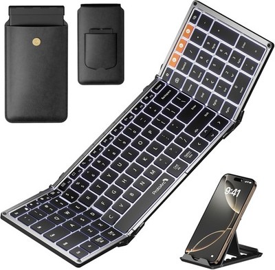 ProtoArc Backlit Foldable Keyboard, XK01 Plus Folding Portable Bluetooth Keyboar