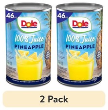  2 pack Dole All Natural 100 Pineapple Juice, 46 fl oz Can..