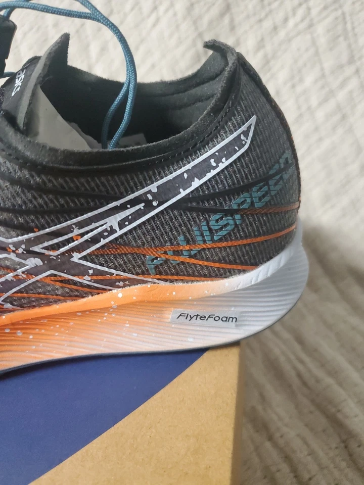ASICS Women's 8.5 Fuji Speed Running Shoes in Black/Nova Orange Flytefoam New - Image 2 of 4
