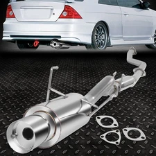 FOR 01-05 HONDA CIVIC EX EM2 ES2 4" ROLLED MUFFLER TIP CATBACK EXHAUST SYSTEM