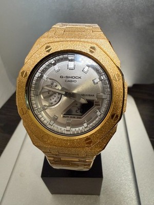 Diamond Dusted Gold Casioak G-Shock GA2100 MOD Silver Dial