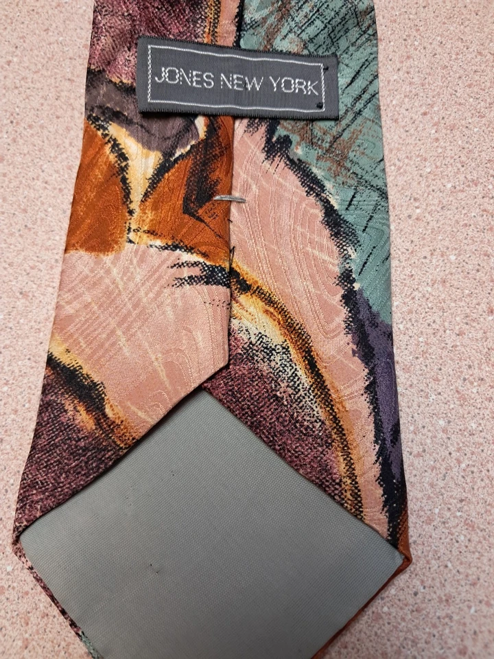 Corbata de seda Jones New York estampado vintage - abstracta impresa a mano usada en excelente estado  Foto 3 de 4
