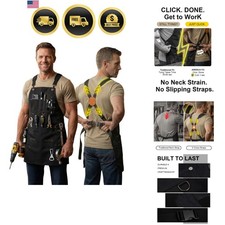 Heavy Duty Canvas Work Apron for Men with 6 Pockets Quick-Release Buckle