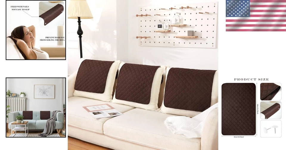 Funda Reposacabezas Reclinable Sofá Protector Sofá Muebles Protector 3 Piezas Marrón Foto 2 de 4