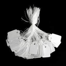 1000pcs White Price Tags with String Attached, Marking Merchandise Strung Tag...