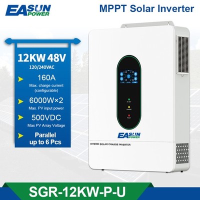 12KW 48V Hybrid Solar Inverter Split Phase 120V/240V Dual MPPT 200A Parallel CT