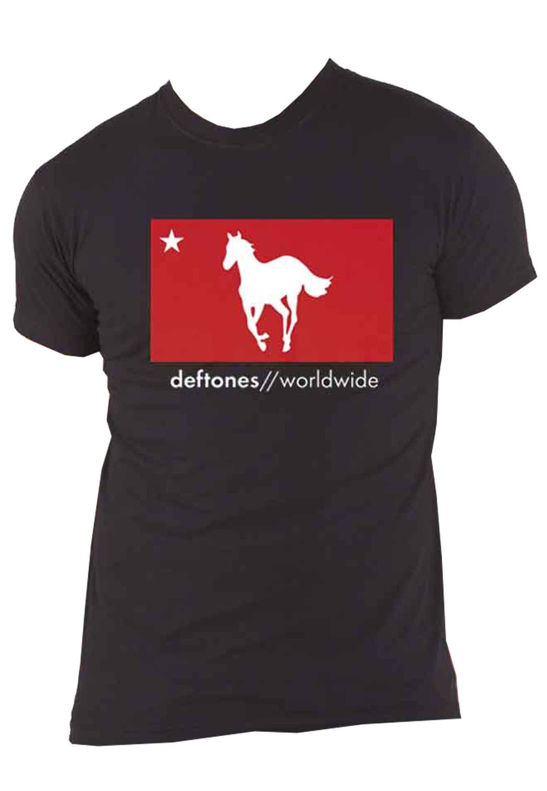 Deftones T Shirt Bianca Pony Worldwide Band Logo Nue Ufficiale Uomo Nero Size