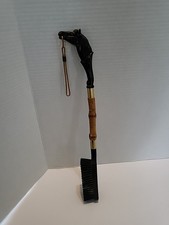 Vintage Faux Wood Horse Head Bamboo Handle Shoe Brush 15 Inches