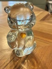 Vintage Fenton Art Glass November Topaz Birthstone Bear Heart Birthday 3.5"