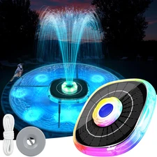 Solar Fountains with Lights, 2025 Upgrade Solar Bird Bath Fountain Pump, Floatin