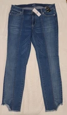 New York & Company Soho Ankle Womens Stretch Blue Jeans Raw Hem Size 10 NWT