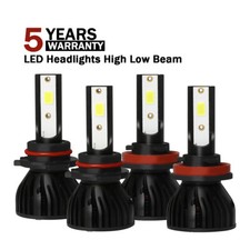 4x 9005 H11 Combo LED Headlight High Low Beam Bulbs Kit 6000K Super White Bright