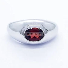 Garnet Oval Cut Gemstone With 925 Sterling Silver Ring For Men's #304