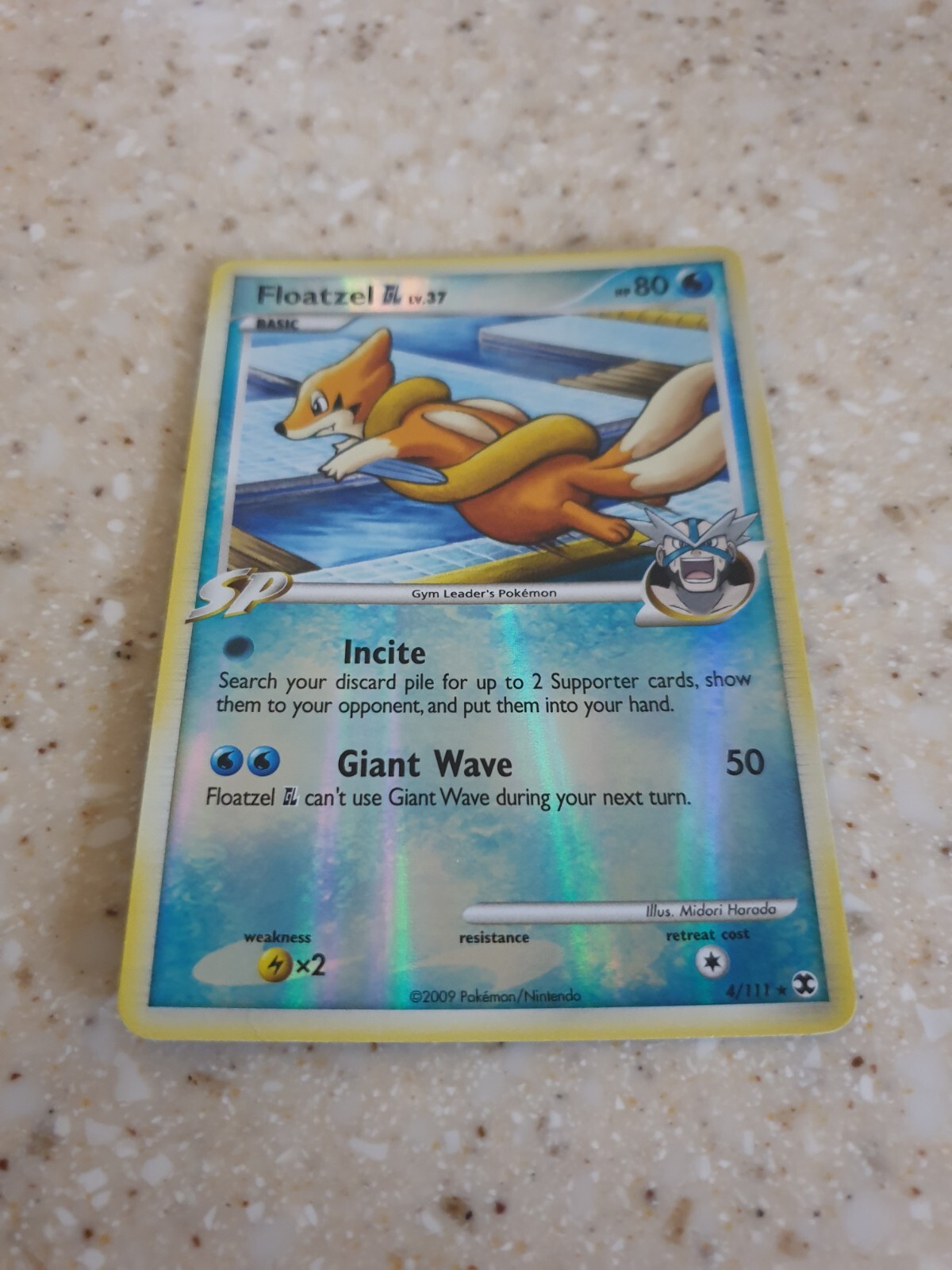 2009 Pokemon, Rising Rivals #4/111 Floatzel GL Lv. 37, Reverse Holo Rare