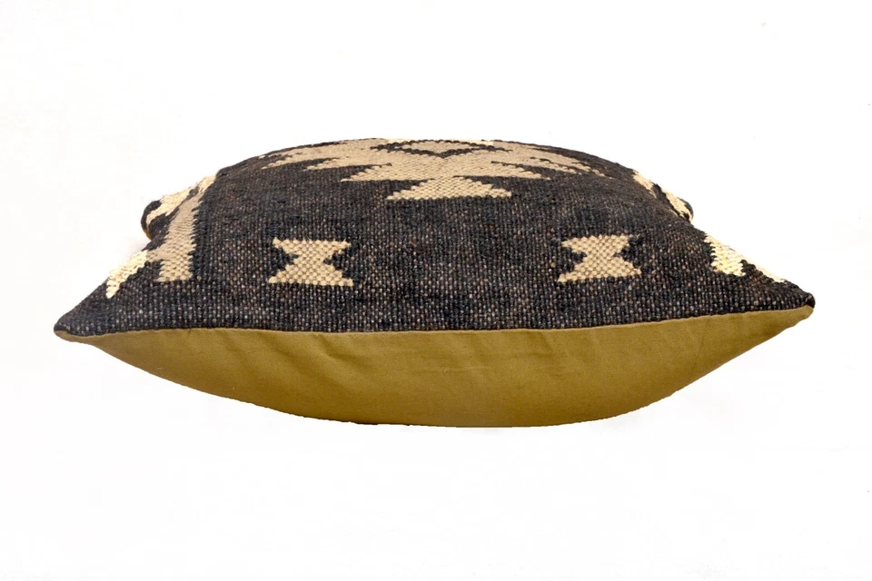 Handmade 18x18" Jute Kilim Cushion Cover Indian Vintage Pillow 18x18 Rug Boho - Image 3 of 3