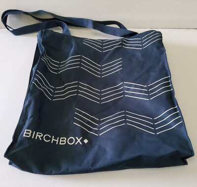 Birchbox Canvas Zipper Tote Navy White 15x13.75