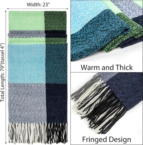 Womens Scarf Fashion Long Plaid Shawls Wraps Big Grid Winter Warm Lattice Large - Picture 2 of 6