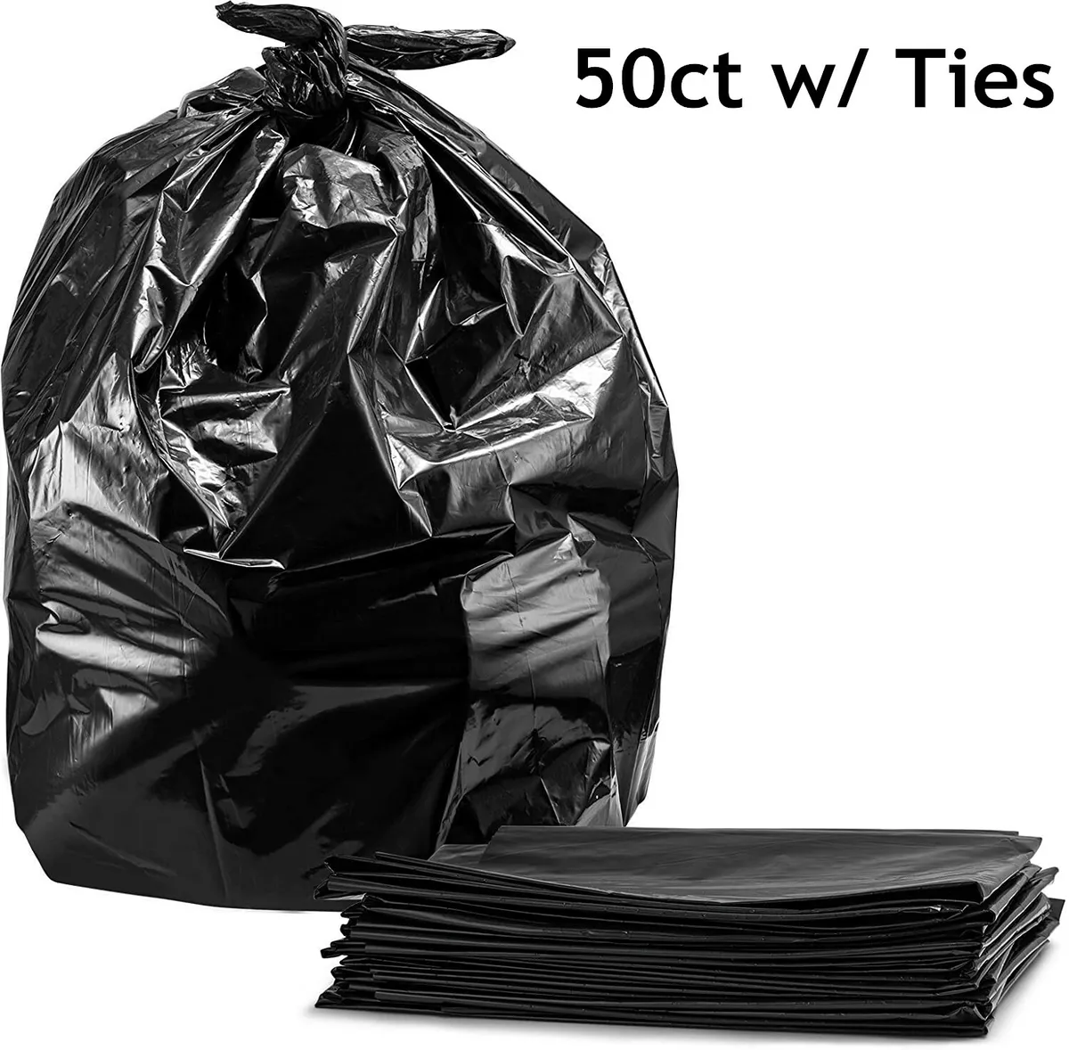 50 Extra Large Trash Can Liners Rubbish Garbage Bags 55 Gallon