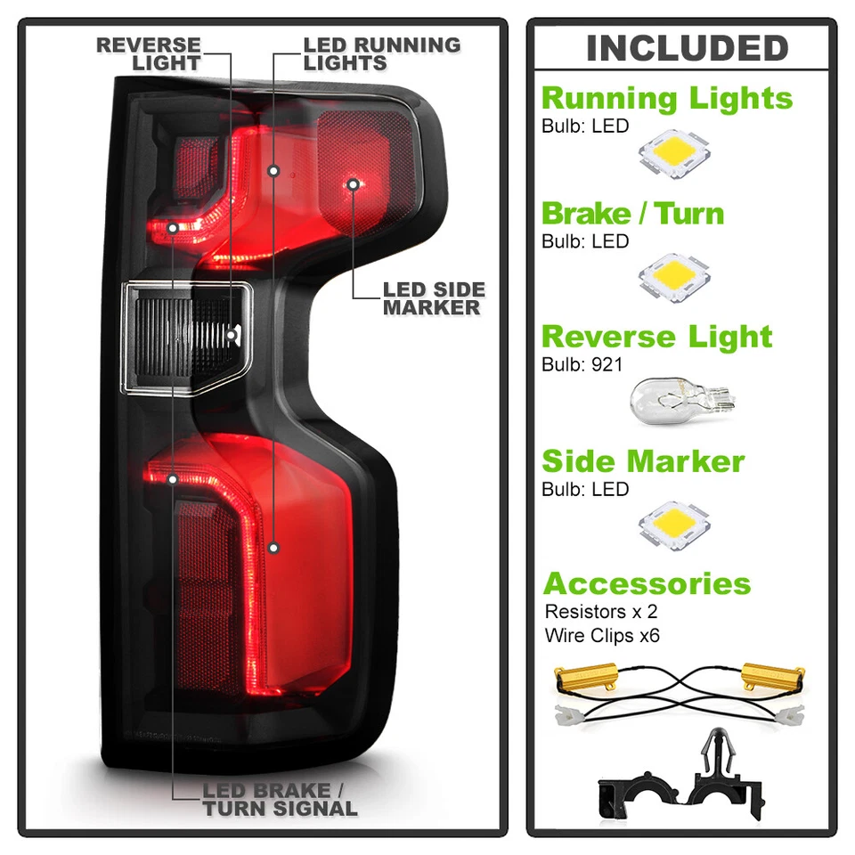 Luces traseras LED halógenas de actualización para Chevy Silverado 1500 incandescentes 2019-2023 Foto 4 de 4