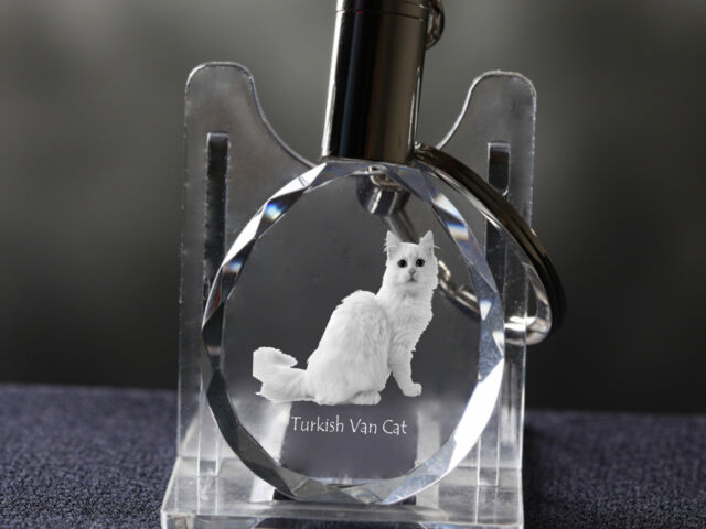 Turkish Van Cat Cat Crystal Round Keyring High Quality Crystal Animals AU