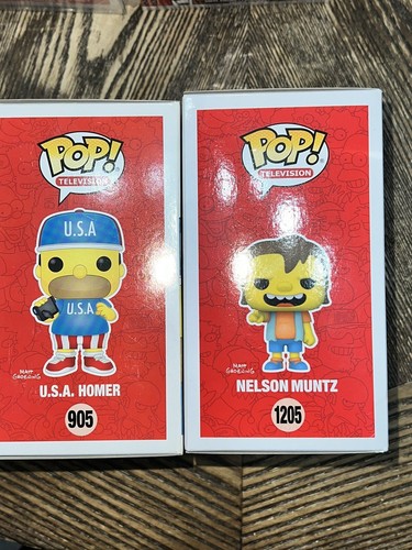 FUNKO POP THE SIMPSONS COMBO NELSON #1205, & U.S.A HOMER #905 - Picture 2 of 5