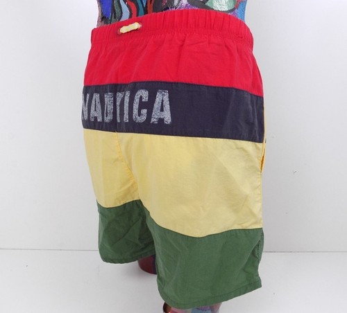 Nautica Mens Colorblock Red Blue Yellow Green Swim Shorts Size Medium - Picture 2 of 10