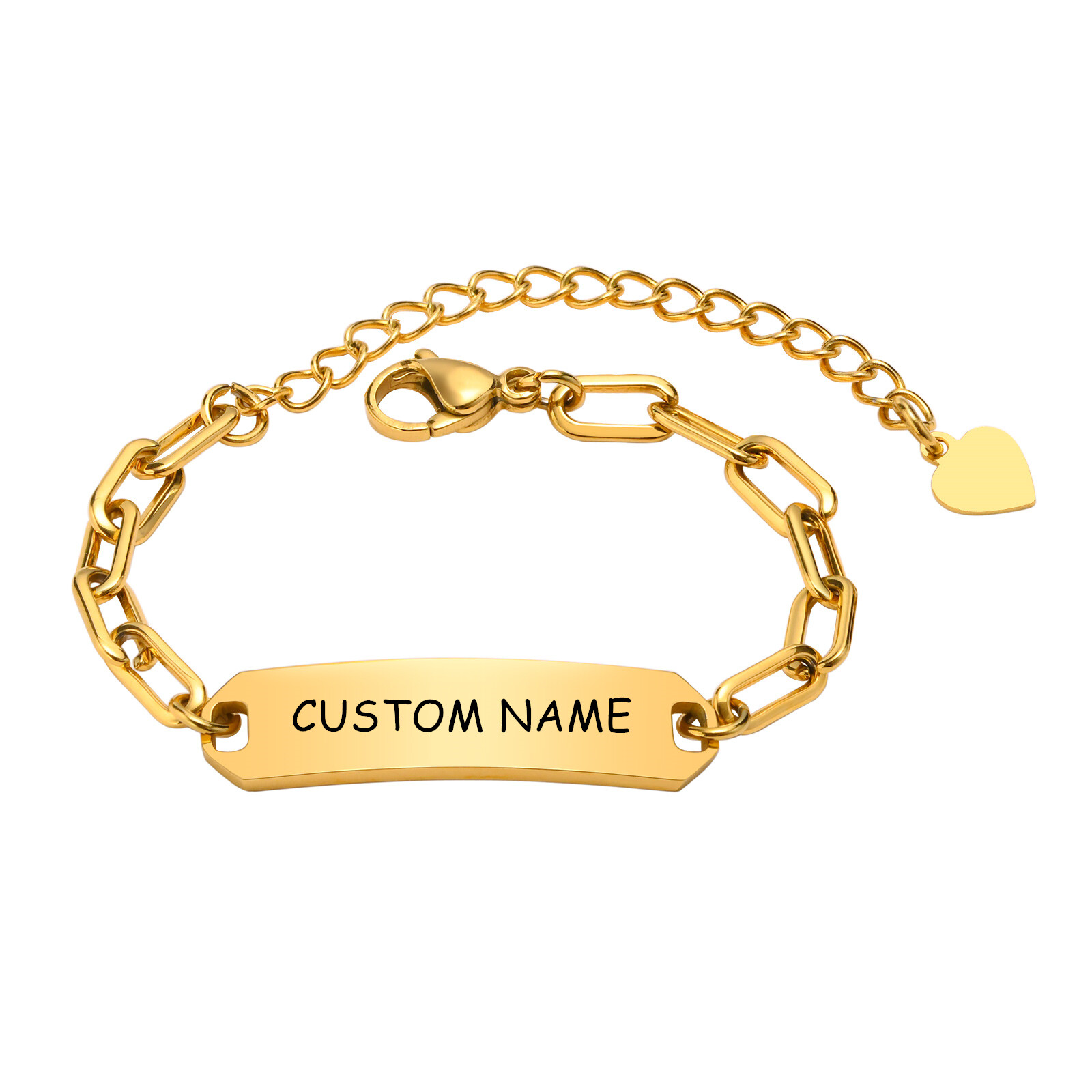 VNOX Personalized Baby Bar Bracelet Gold Plated Custom Name ID for Children Girl