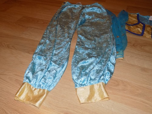 Size Medium 7-8 Disguise Princess Jasmine Genie Costume Pants Top Aqua Gold EUC - Picture 5 of 6