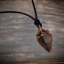 Arrowhead Leather Totem Necklace Flint Real Stone Primitive Pendant