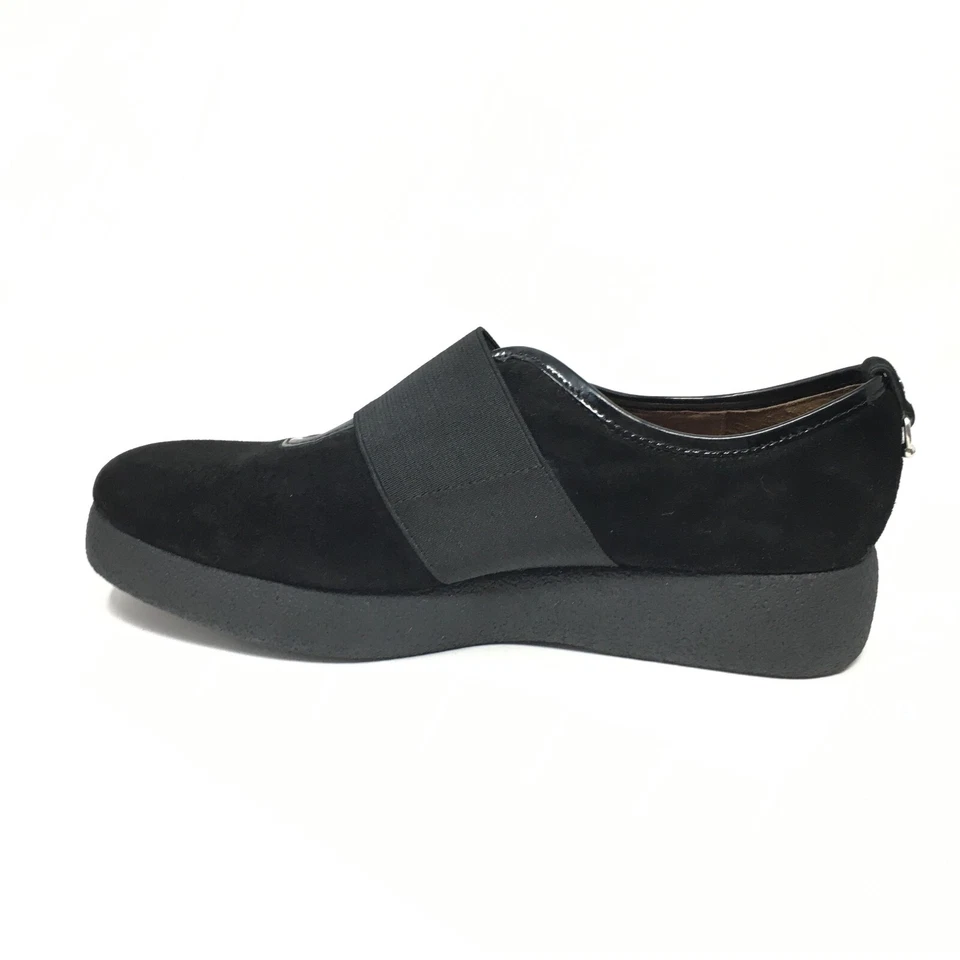 Sapatos Mocassim Donald J Pliner Jasper Tamancos Feminino Tamanho 8 Preto Camurça Slip On - Imagem 3 de 4