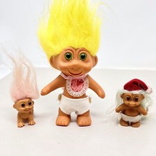 Russ Baby Mini Troll Doll With Pink Hair, Baby Santa With Hate  1 More XMAS