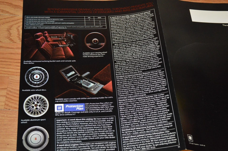 Oldsmobile Toronado 1986 distribuidor original póster desplegable anuncio impreso 86 Foto 2 de 2