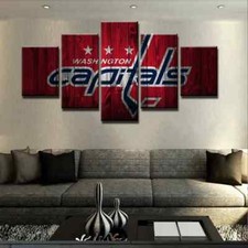 Washington Capitals NHL Hockey Sports Team Logo 5 Piece Panel Canvas Wall Art