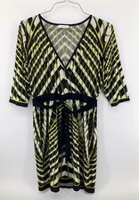 Calvin Klein Short Sleeve Dress Womens Size 10 Yellow Black White Fast Shipping