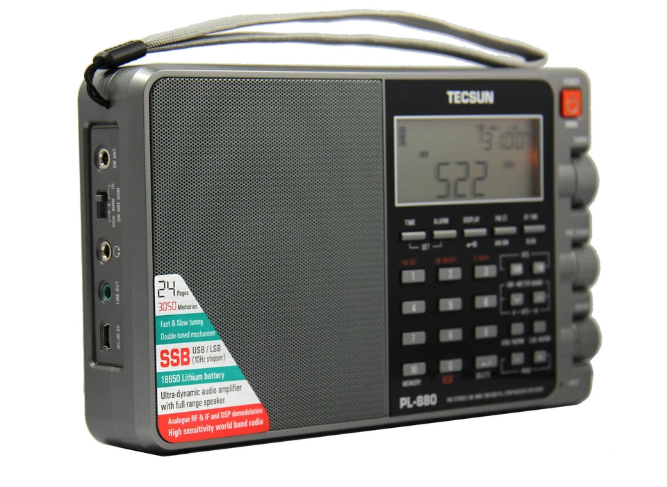 TECSUN PL-880 (grey) PLL Triple Conversion AM/FM/LW/SW SSB Radio 8820  - Image 3 of 4