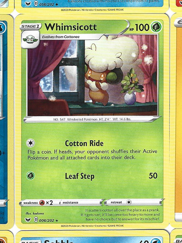 WHIMSICOTT - 06/202 – Pokemon Sword & Shield - Base Set - NM