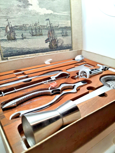 Bar Set von Dreizack aus Solingen, vintage, 60er Jahre, 9 Teile, Holztablett rar - Bild 2 von 16