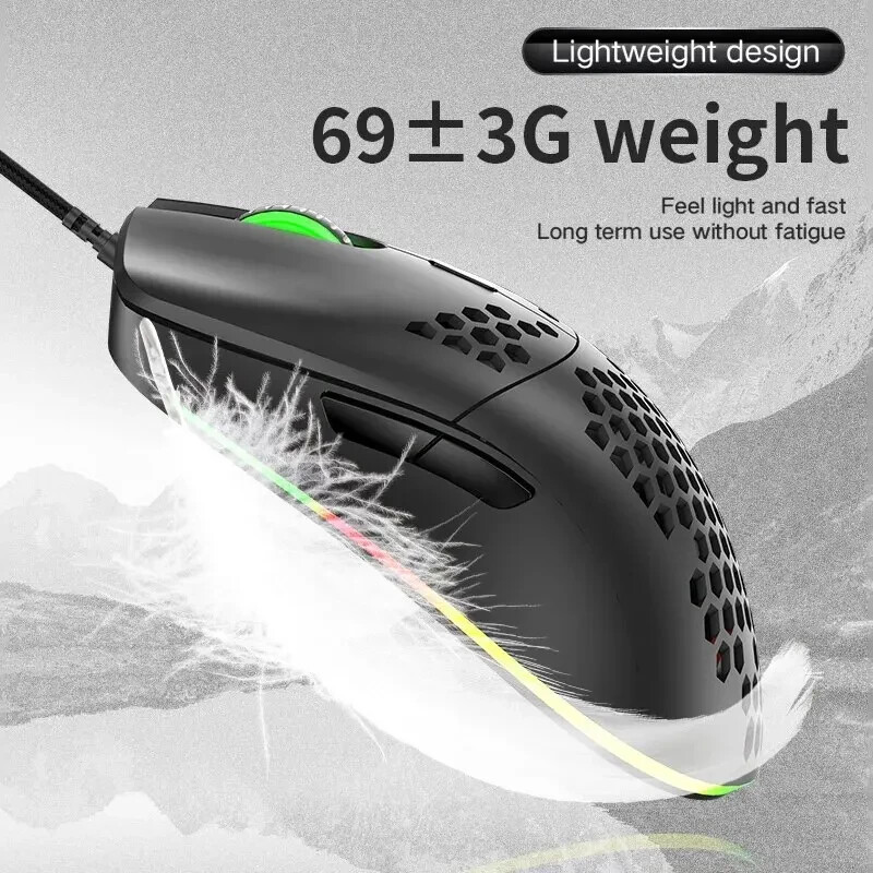 Ultra-Light RGB Wired Gaming Mouse with Honeycomb Design-image