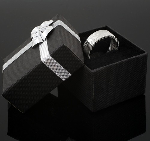 8mm Men's Damascus Steel Flat Wedding Band Ring Size 9-13 - Picture 2 of 5