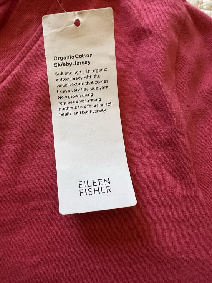 NWT Eileen Fisher Women’s Top Size XL Organic Cotton Slubby Jersey V