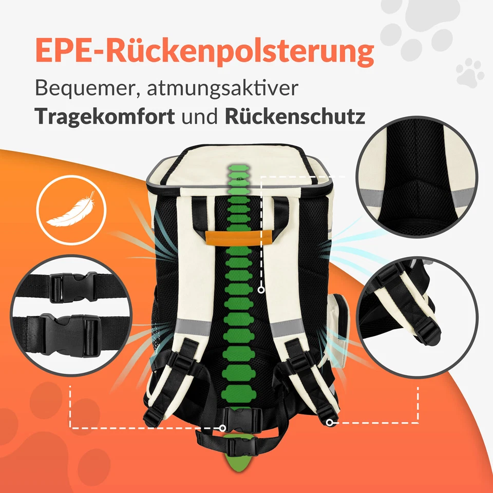 CADOCA® Haustier Rucksack Hunderucksack Tiertragetasche Katze Hunde Tragetasche - Bild 4 von 4