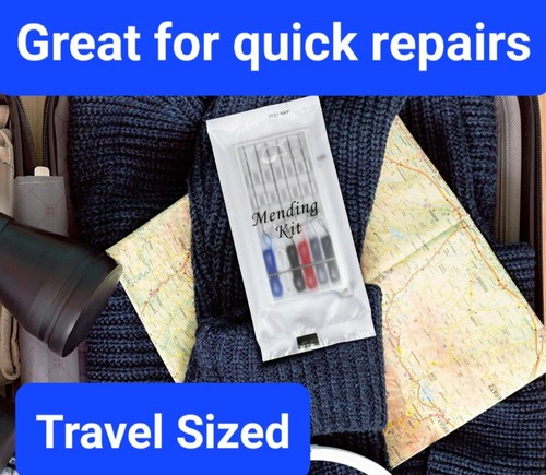Kit de costura de viaje, kit de costura de 6 colores y 6 agujas, 2 botones y pasador de seguridad. 1/pedido - Imagen 2 de 3