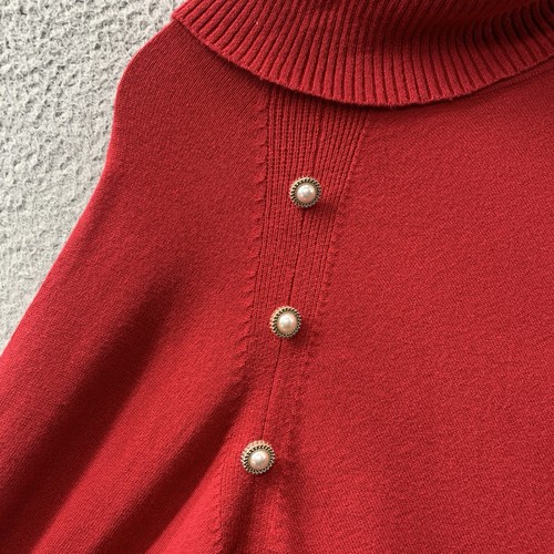 Adrienne Vittadini Sweater Top Woman's L Red Cowl Neck Pullover 3/4 Flare Sleeve - Picture 9 of 14
