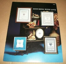 1984 COUNTED CROSS STITCH PATTERN LEAFLET STITCHING WITH LOVE SAMPLERS