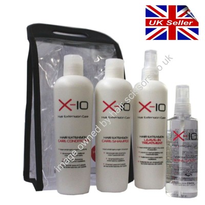 X10 Hair Extension Full Kit Shampoo Conditioner Leave In Treatment